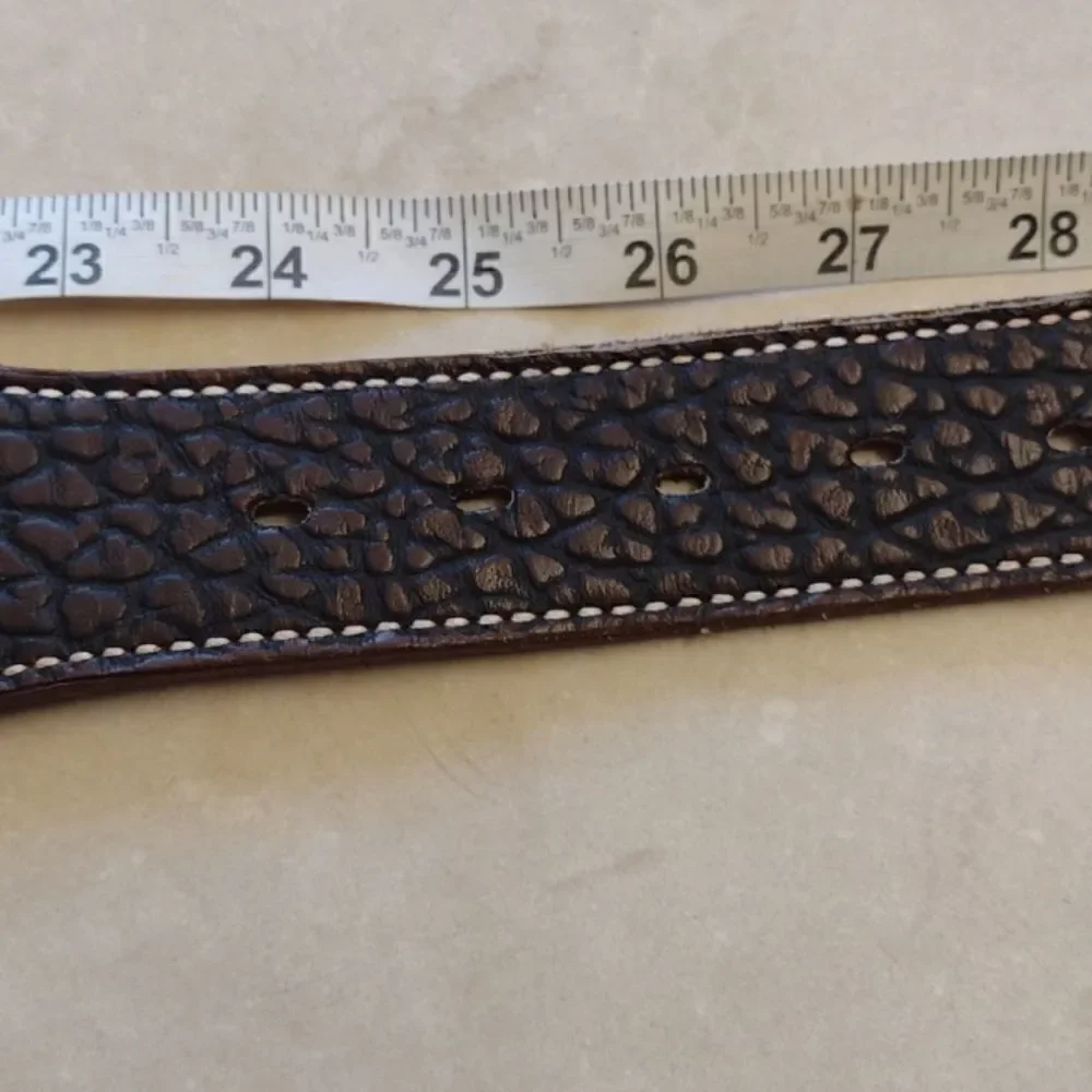 Solid bronze and leather GLO belt Brown Size 28